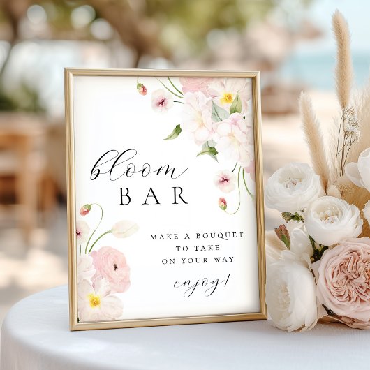 Pastel Pink Floral Bouqet Bar Poster