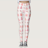 Pastel Pink Floral & Butterfly Pattern Leggings (Vorderseite)