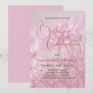 Pastel Pink Floral Hintergrund Geburtstagsparty Einladung