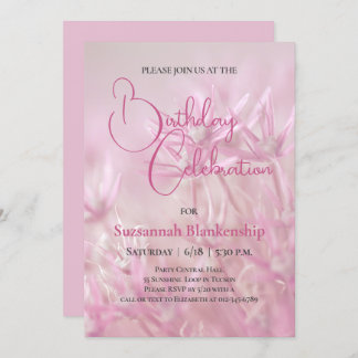 Pastel Pink Floral Hintergrund Geburtstagsparty Einladung