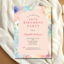 Pastel Pink Floral Modern Arch 50. Geburtstag ihr