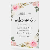 Pastel Pink Floral Muslim Wedding Welcome Acrylschild (Winkel)