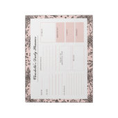 Pastel Pink Floral Print Custom Daily Desk Planner Notizblock (Rotiert)