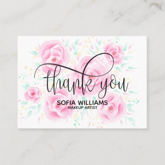 Pastel Pink Floral Vielen Dank, dass Sie Karten mä (Vorderseite)