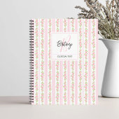 Pastel Pink Flowers and Stripes Coquette Monogram  Notizblock