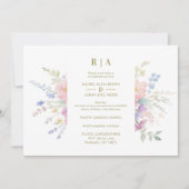 Pastel Pink Flowers Greenery Elegant Spring Photo Einladung (Vorderseite)