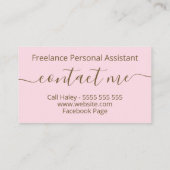 Pastel Pink Freelance Persönlicher Assistent Visitenkarte (Rückseite)