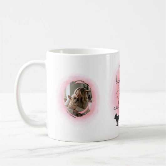 Pastel Pink French Bulldog Custom Photo & Name Kaffeetasse (Links)
