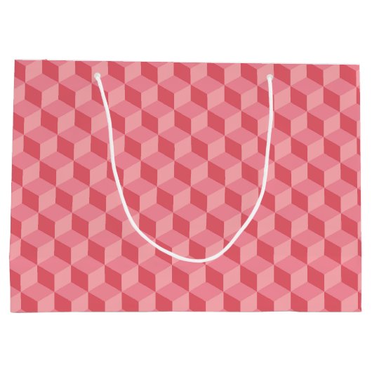 PASTEL PINK GEOMETRIC CUBE PATTERN GROßE GESCHENKTÜTE (Rückseite)