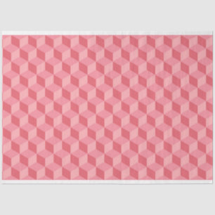 PASTEL PINK GEOMETRIC CUBE PATTERN SEIDENPAPIER