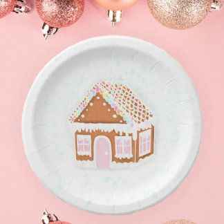 Pastel Pink Gingerbread Papiertafel Pappteller