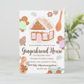 Pastel Pink Gingerbrot Party Einladung (Stehend Vorderseite)