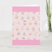 Pastel Pink Gingham Cute Cupcakes Pattern Karte (Vorderseite)