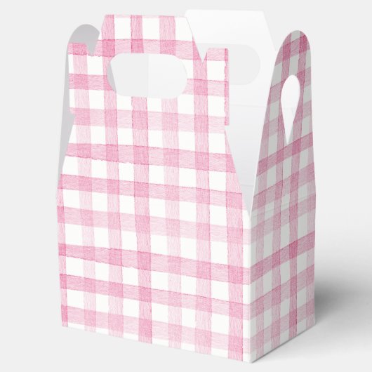 Pastel Pink Gingham Karo Kariert Geschenkschachtel (Geöffnet)