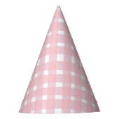 Pastel Pink Gingham Party Hat Partyhütchen (Vorderseite)