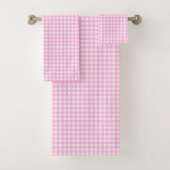 Pastel Pink Gingham Pattern Badhandtuch Set (Insitu)