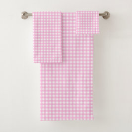 Pastel Pink Gingham Pattern Badhandtuch Set