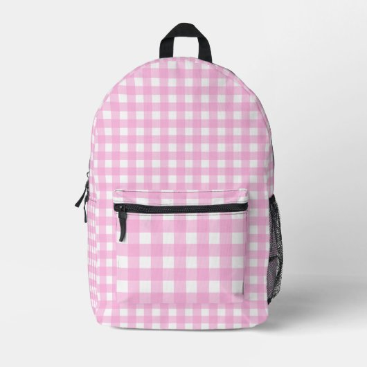 Pastel Pink Gingham Pattern Bedruckter Rucksack (Vorderseite)