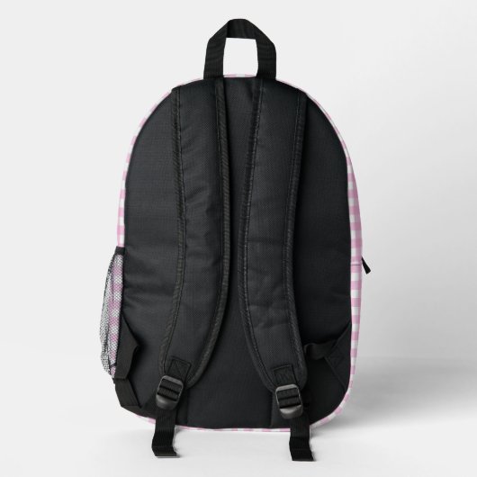Pastel Pink Gingham Pattern Bedruckter Rucksack (Rückseite)
