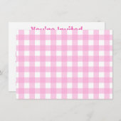 Pastel Pink Gingham Pattern Einladung (Vorne/Hinten)