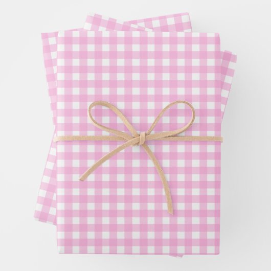 Pastel Pink Gingham Pattern Geschenkpapier Set (Beispiel)