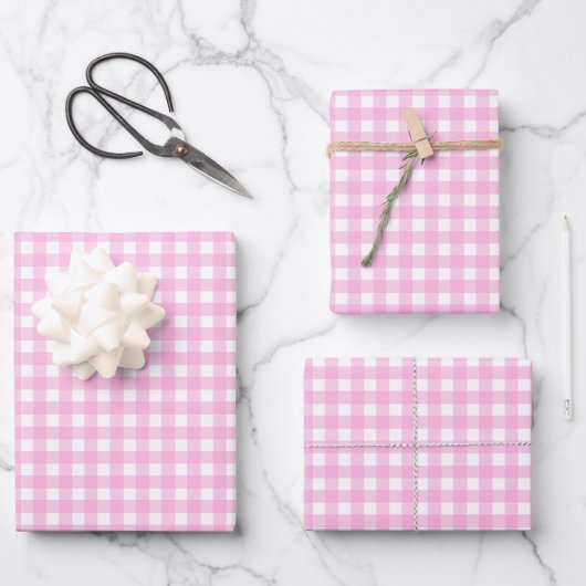 Pastel Pink Gingham Pattern Geschenkpapier Set (Vorderseite)