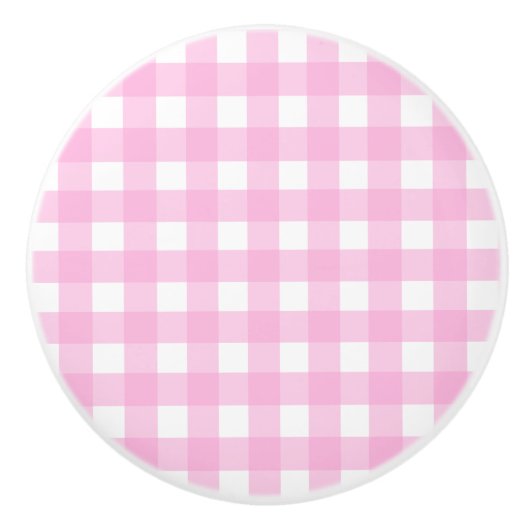 Pastel Pink Gingham Pattern Keramikknauf (Vorderseite)