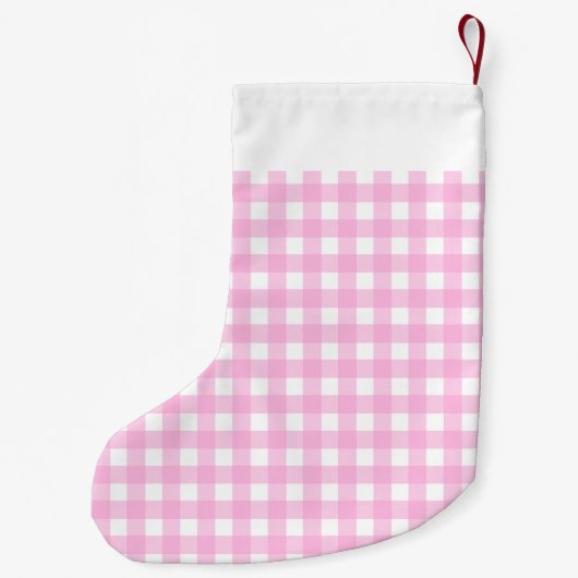 Pastel Pink Gingham Pattern Kleiner Weihnachtsstrumpf (Rückseite)