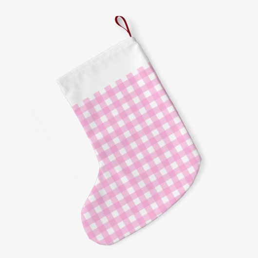 Pastel Pink Gingham Pattern Kleiner Weihnachtsstrumpf (Rückseite (Hängend))