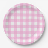 Pastel Pink Gingham Pattern Pappteller (Vorderseite)