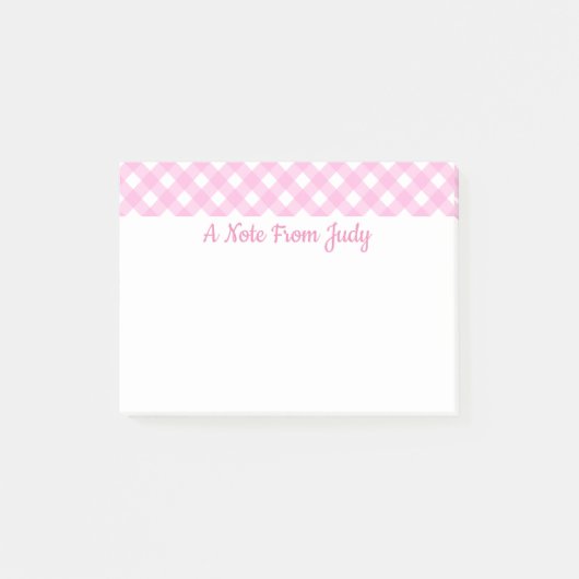Pastel Pink Gingham Pattern Post-it Klebezettel (Vorderseite)