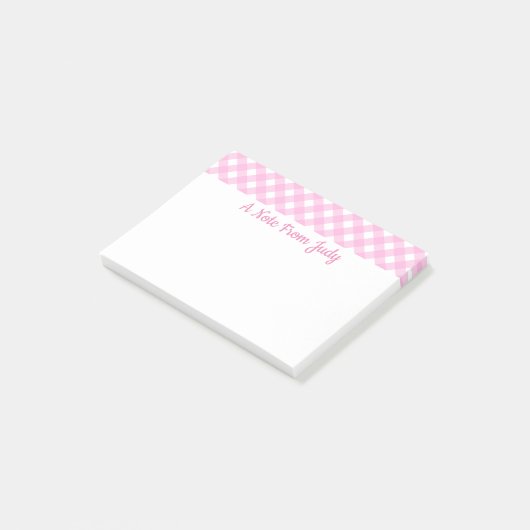 Pastel Pink Gingham Pattern Post-it Klebezettel (angewinkelt)