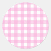 Pastel Pink Gingham Pattern Runder Aufkleber (Vorderseite)