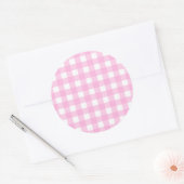 Pastel Pink Gingham Pattern Runder Aufkleber (Umschlag)