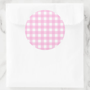 Pastel Pink Gingham Pattern Runder Aufkleber