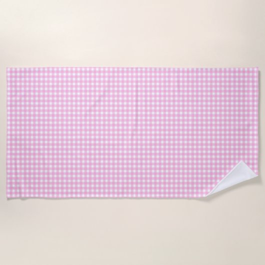 Pastel Pink Gingham Pattern Strandtuch (Vorderseite)