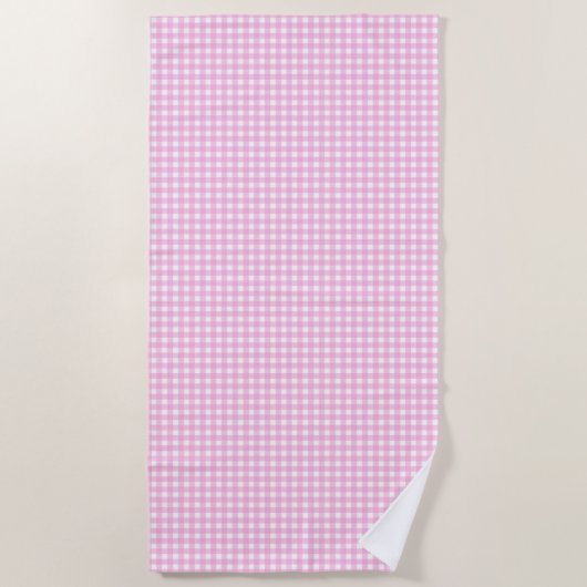 Pastel Pink Gingham Pattern Strandtuch (Vorderseite)