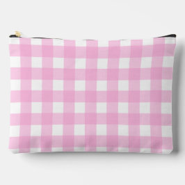 Pastel Pink Gingham Pattern Zubehörtasche