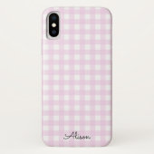Pastel Pink Gingham Personalisiert Phone Case (Rückseite)