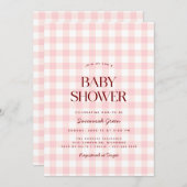 Pastel Pink Gingham | Summer Picnic Baby Dusche Einladung (Vorne/Hinten)