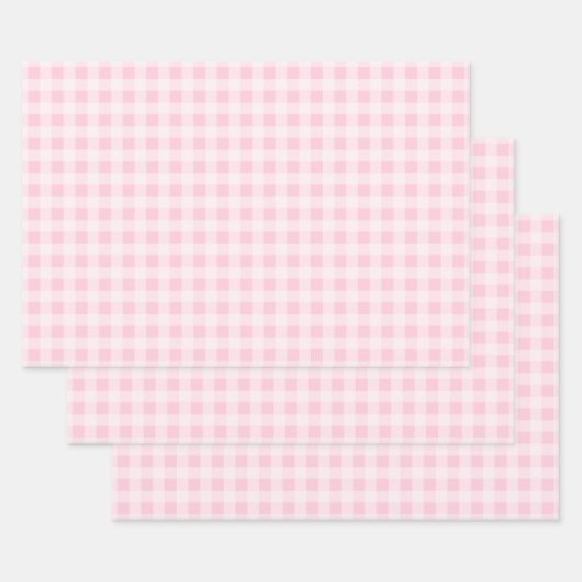 Pastel Pink Gingham Wrapping Paper Sheets Geschenkpapier Set (Set)