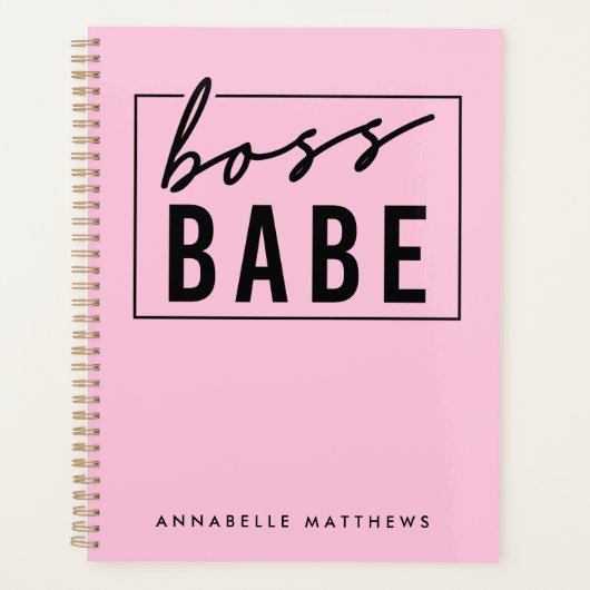 Pastel Pink Girl Boss Babe Geschäftsinhaber  Planer (Vorderseite)