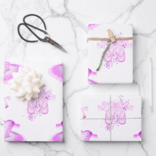 Pastel Pink Girls Geburtstags Ballet Geschenkpapier Set