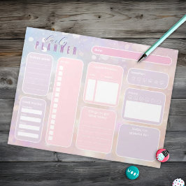 Pastel Pink Girly Niedlich Daily Planner Notizblock