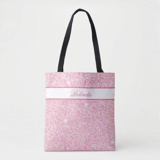 Pastel Pink Glitz und Glam Mit Monogramm Tasche (Vorderseite)