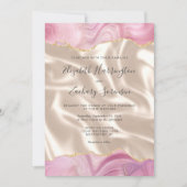 Pastel Pink Gold Agate Elfenbeinseide Hochzeit Einladung (Vorderseite)
