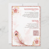 Pastel Pink Gold Floral Indian Peacock Wedding Einladung (Rückseite)