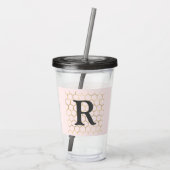 Pastel Pink Gold Hexagon Monogramm Acryltrinkbecher (Rückseite)