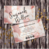Pastel Pink Gold Marmor Elegante Visitenkarte