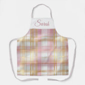 Pastel Pink & Gold Plaid Custom Name Kitchen Apron Schürze (Vorderseite)
